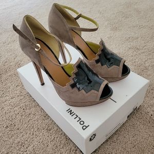 Pollini Made In Italy Leather Platform Heel size 38